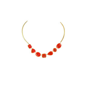 Women's Kate Spade Gold Tone Pink/Red Stone Collar Necklace One Size